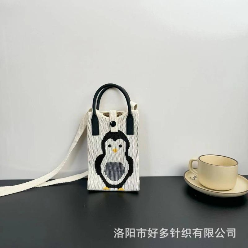 Premium Sense Ns Mobile Phone Bag New Cartoon Knitted Bag Dopamine Niche Versatile Messenger Shoulder Bag Handbag