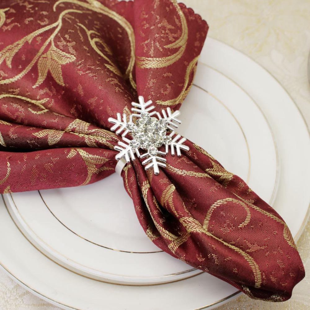 6pcs/pack Silver Gold Snowflakes Shape Napkin Rings -encrusted Towel Ring Home