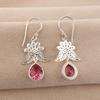 Natural Pink Tourmaline Gemstone 925 Stamped Silver Handmade Jewelry Partywear Hook Earrings 1.84" For Wedding CE-23-5