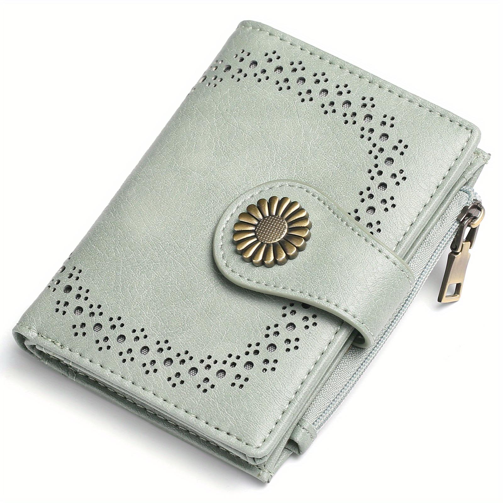Vintage Casual Short Women s Wallet Sunflower Hardware Practical Card Holder Multi-functional Wallet зелёный 1190₽