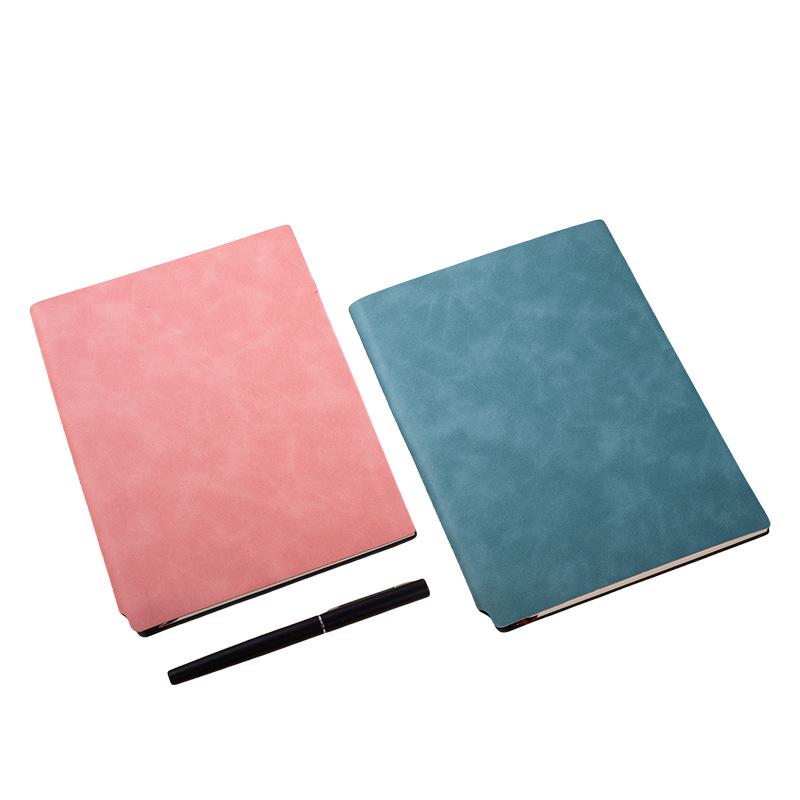 A5 Multi-Color Soft Leather Notebook with Built-In Pen Holder for Business Meetings
