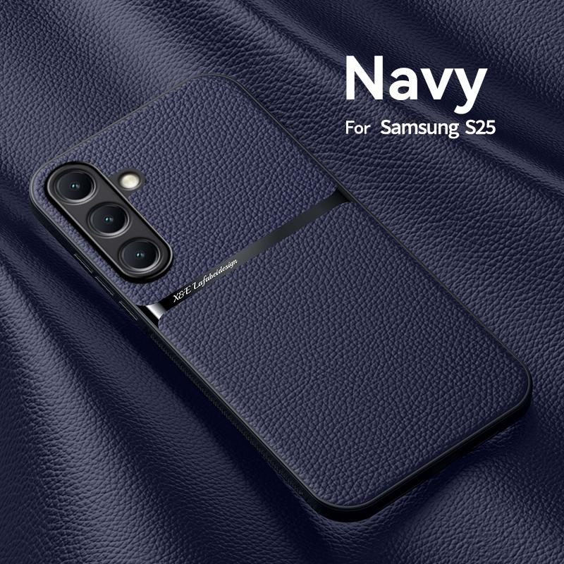 Solid Color Leather Slim Magnetic Phone Case For Samsung S25 S24 FE S23 Ultra S22 S21 A16 A55 A54 A15 A35 A34 Soft Shockproof for MagSafe Bumper Cover