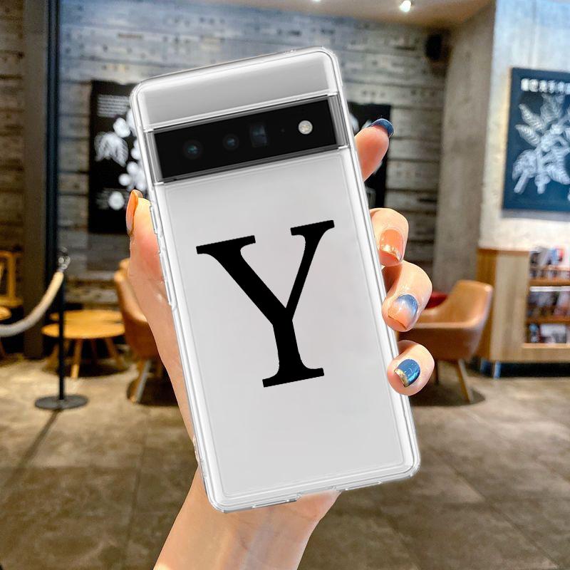 For Google Pixel 10 Pro 10A Phone Case Pixel 9 Pro XL Pixel 8 Pro 9A 8A 7A 7 6A 6 Pro Soft TPU Cover Initial Letter A Z Fashion