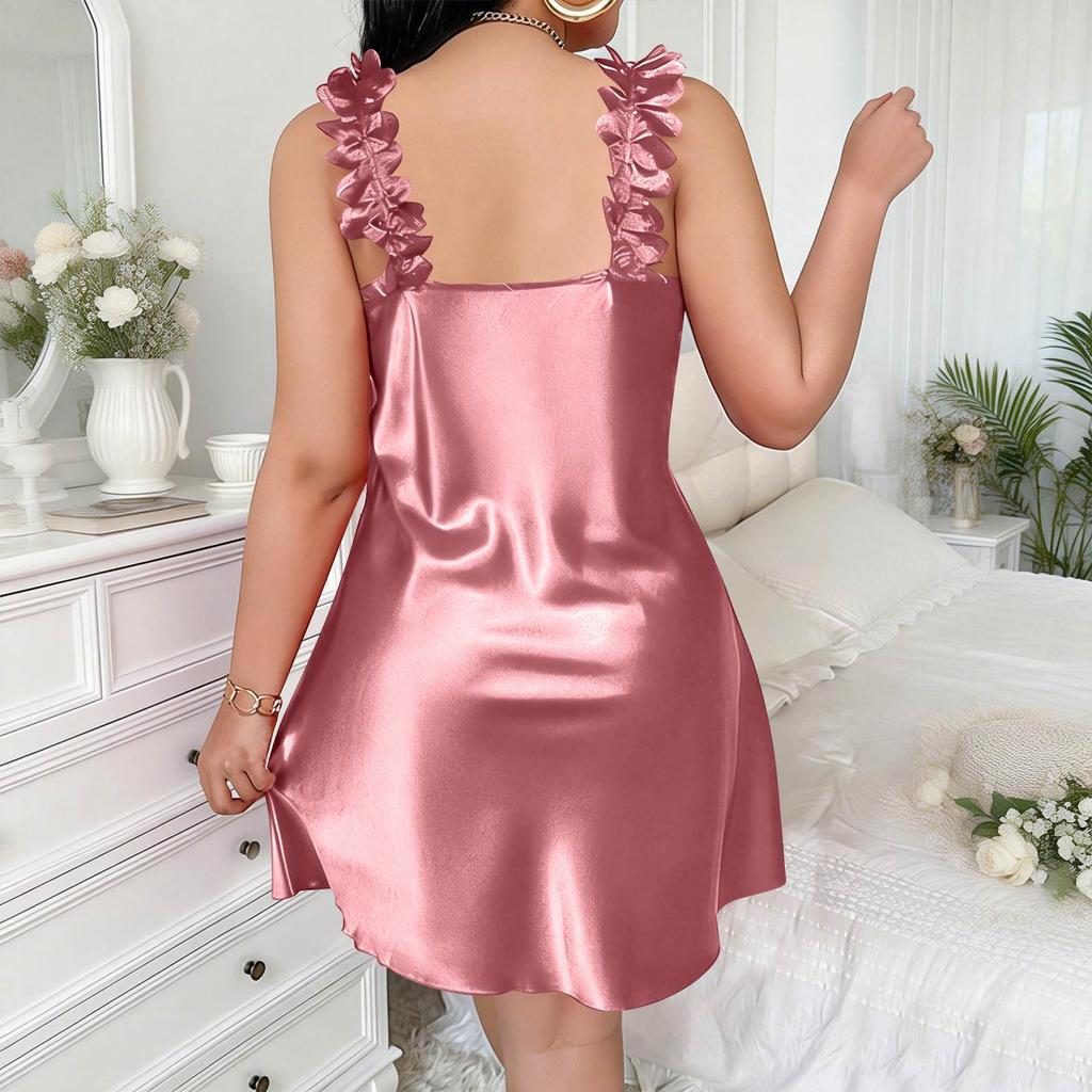 Women's Plus Size Lightweight Homewear Strapless Ice Silk Short Nightdress