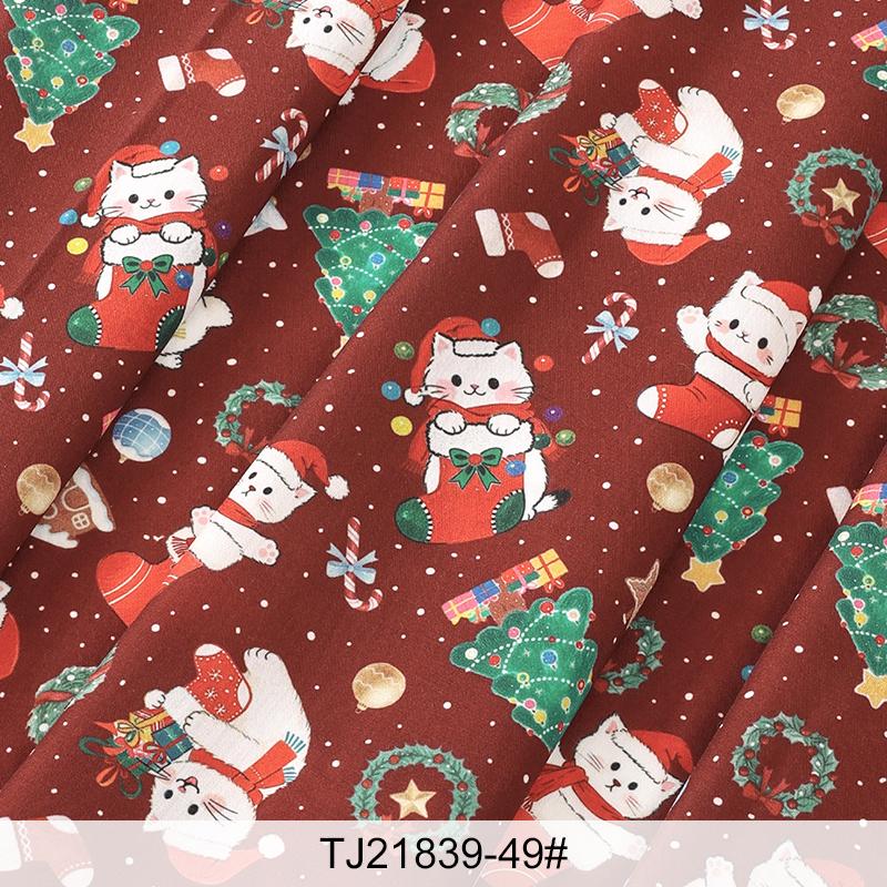 0.5m/1m/5m Cartoon Christmas Printed Fabric for Tablecloths, Curtains,Christmas Decorative Cloth, Handmade DIY Sewing Fabrics