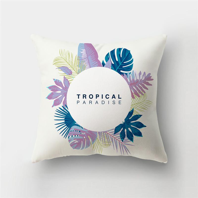 Fresh Summer Leaves Tropical Plants Square Cushion Cover Home Living Room Sofa Bedroom Decoration Pillow Cover