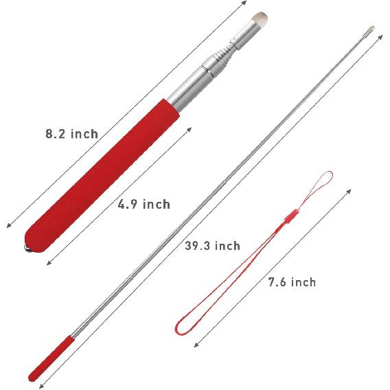 Teachers Pointer Stick, Telescopic Teaching Pointer, Retractable Classroom Whiteboard Pointer Extendable for Teachers, Guides, Coach with A Lanyard &