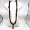 [deaizaka.biz] Large Prayer Bead Necklace, Extra Large, 3cm Diameter, 54 Beads, 130cm Long, Deep Reddish-Purple, Made of Mahogany Wood, Perfect for