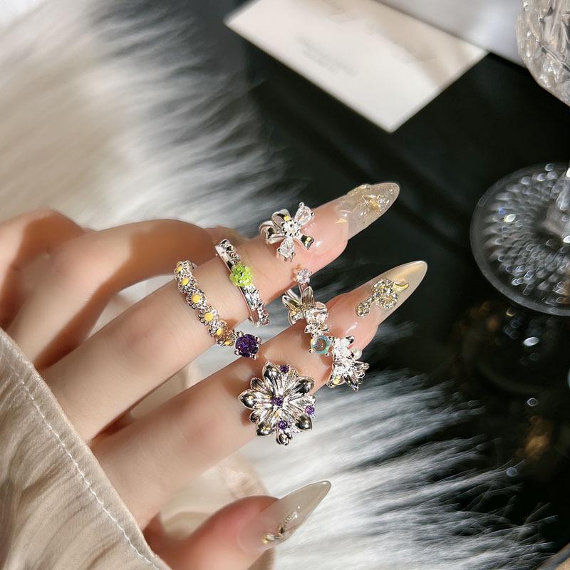 Korean Style Romantic Floral Open Ring for Women