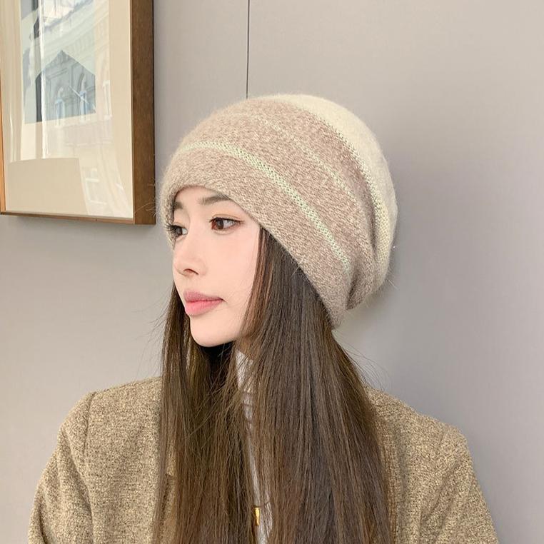Autumn and Winter Hat Women's Gradual Change of Color Knitted Wool Hat Fashion Versatile Warm Pile Hat