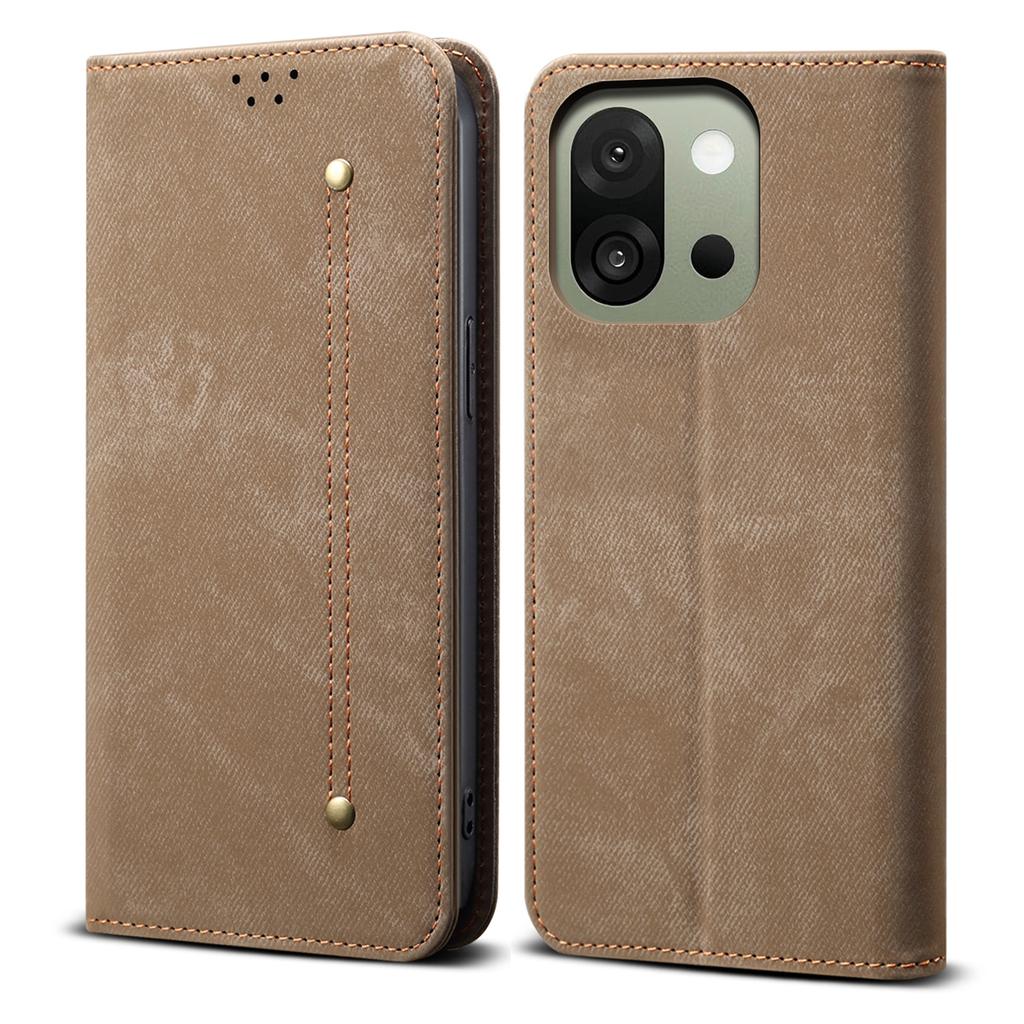 For OnePlus 13s 5G Case Jeans Cloth Texture Anti-Scratch Leather Stand Phone Cover