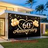 2D banner 1 piece luxurious black gold Anniversary - Elegant 60th birthday party decoration wedding event decoration
