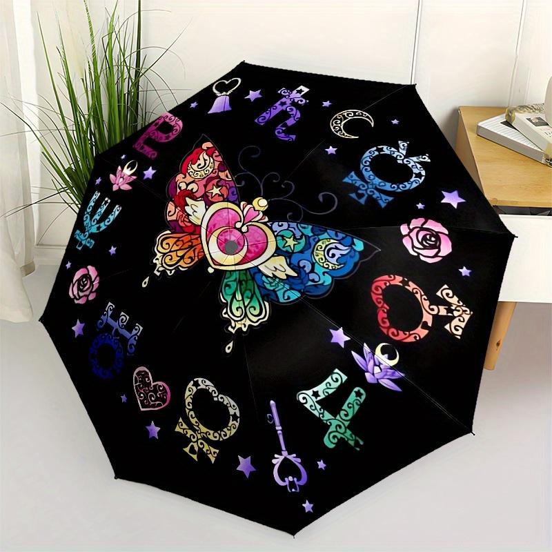 

1pc Fantasy Butterfly Clock Umbrella with Plastic Handle,Suitable for All Seasons Home Travel Outdoor UmbrellaM1014