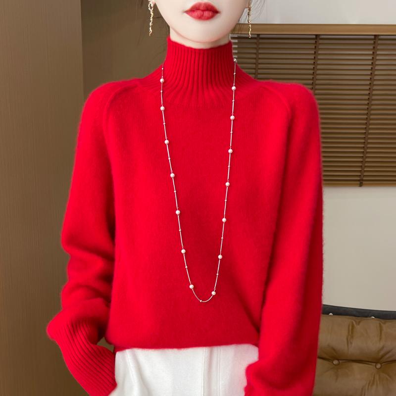 Women Sweater 100% Wool MODERN NEW SAGA Turtleneck Knit Pullover Thick Winter Jumpers Female Knit Tops