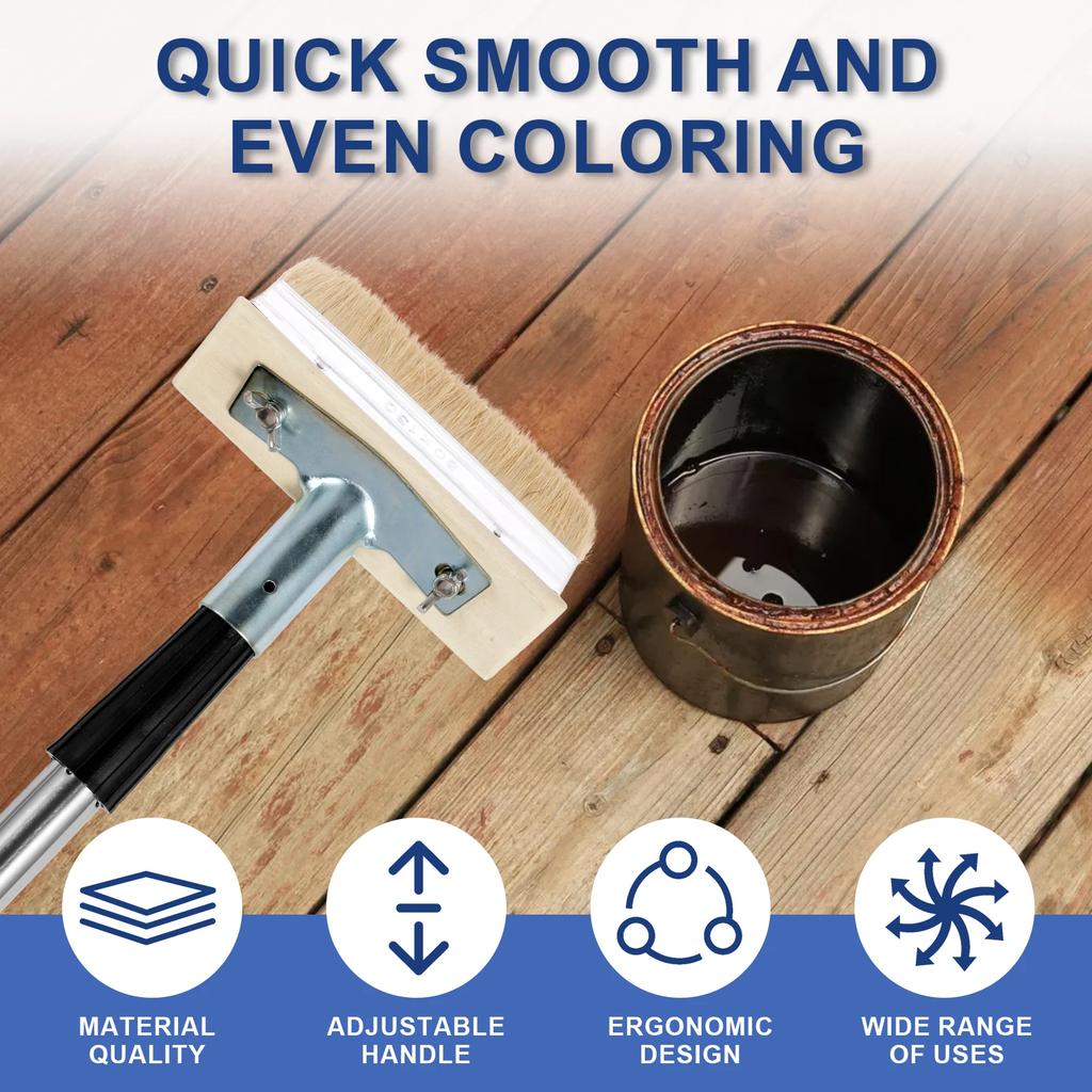 Deck Stain Brush 67inch Stainless Steel Extension Pole Deck Stain Applicator Deck Paint Brush for Painting Wood Deck Fence Door