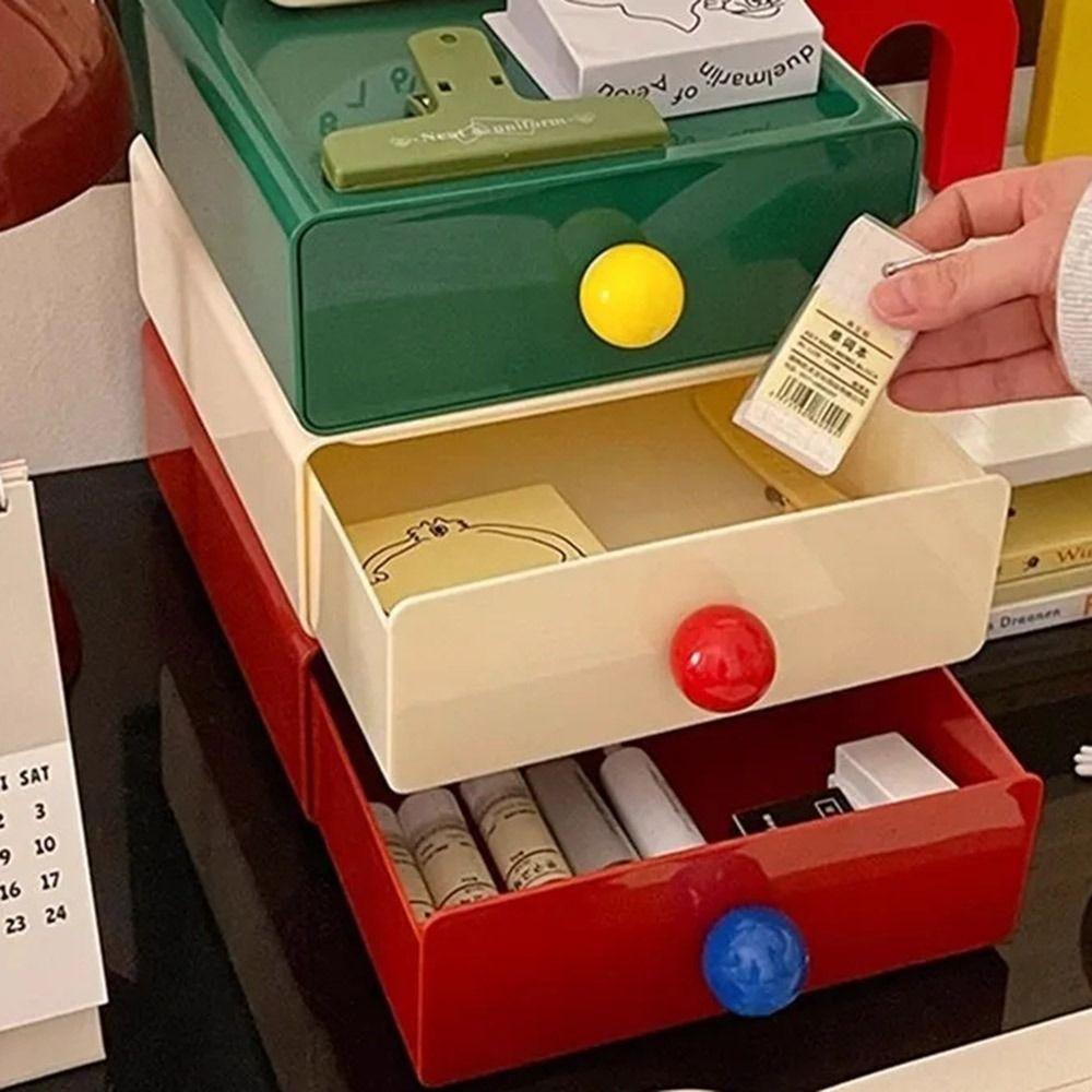 Stackable Cosmetics Storage Box Dopamine Stationery Storage Rack Desk Organizer Box  Home Office