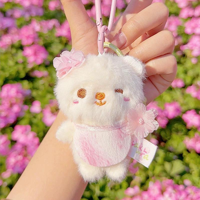 Blossom Bear Cherry Rabbit Cat Plush Keychain Stuffed Doll Toy Gift Pendant