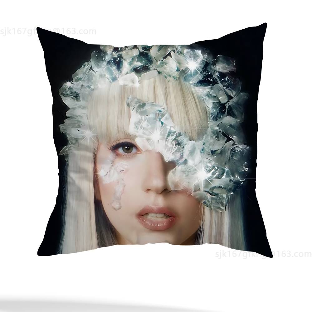 Singer L-Lady Gaga Pillow Case Anti-dustmite Pillowcase Invisible zipper silky short plush Sofa cushion cover