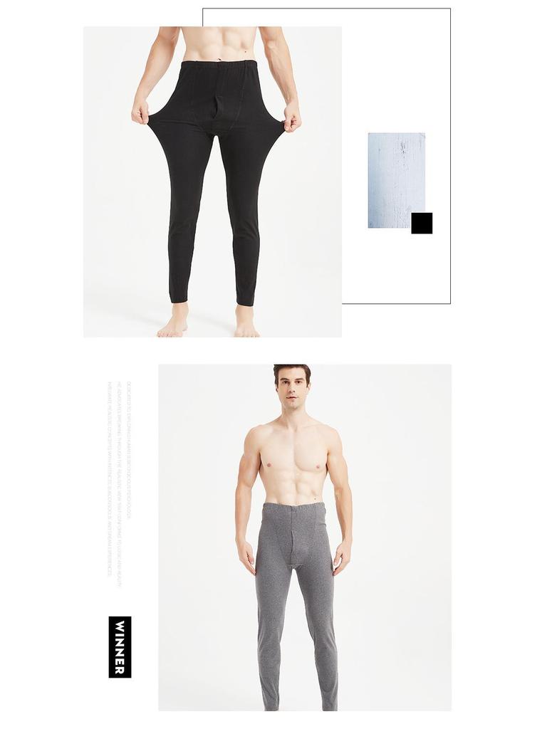 Męskie bezszwowe aksamitne ciepłe spodnie slim fit plus size - zimowa bawełniano-wełniana warstwa bazowa