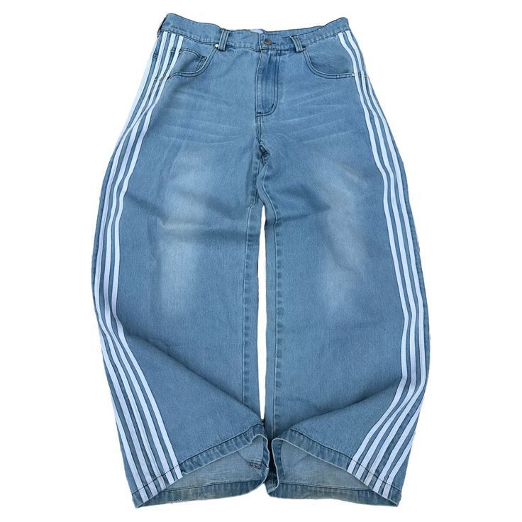 Retro Street Striped Jeans Men's Harajuku Style Casual Wide-leg Gothic Straight-leg Floor Trousers