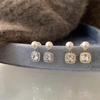 Elegant 2025 Diamond and Pearl Stud Earrings: Light Luxury Design for Women