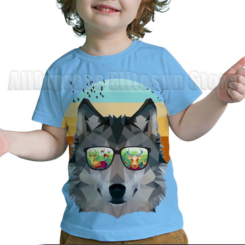 3D Print Cool Wolf T Shirt for Kids Teens Summer Girls Boys Cartoon Anime T-shirt Children Short Sleeves Tshirt Toddler Tee Tops
