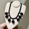 French Retro Black Pearl Bead Pendant Necklace - High-End Clavicle Chain Accessory