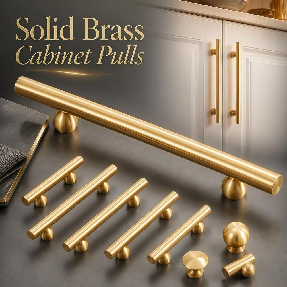 Durable Solid Brass Handles Minimalist Gold Drawer Knobs Brass Cabinet Pulls  Cabinetry,Furniture