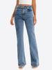 Womens Mid Rise Wide Leg Cropped Jeans Light Wash Loose Denim Culottes with Pockets