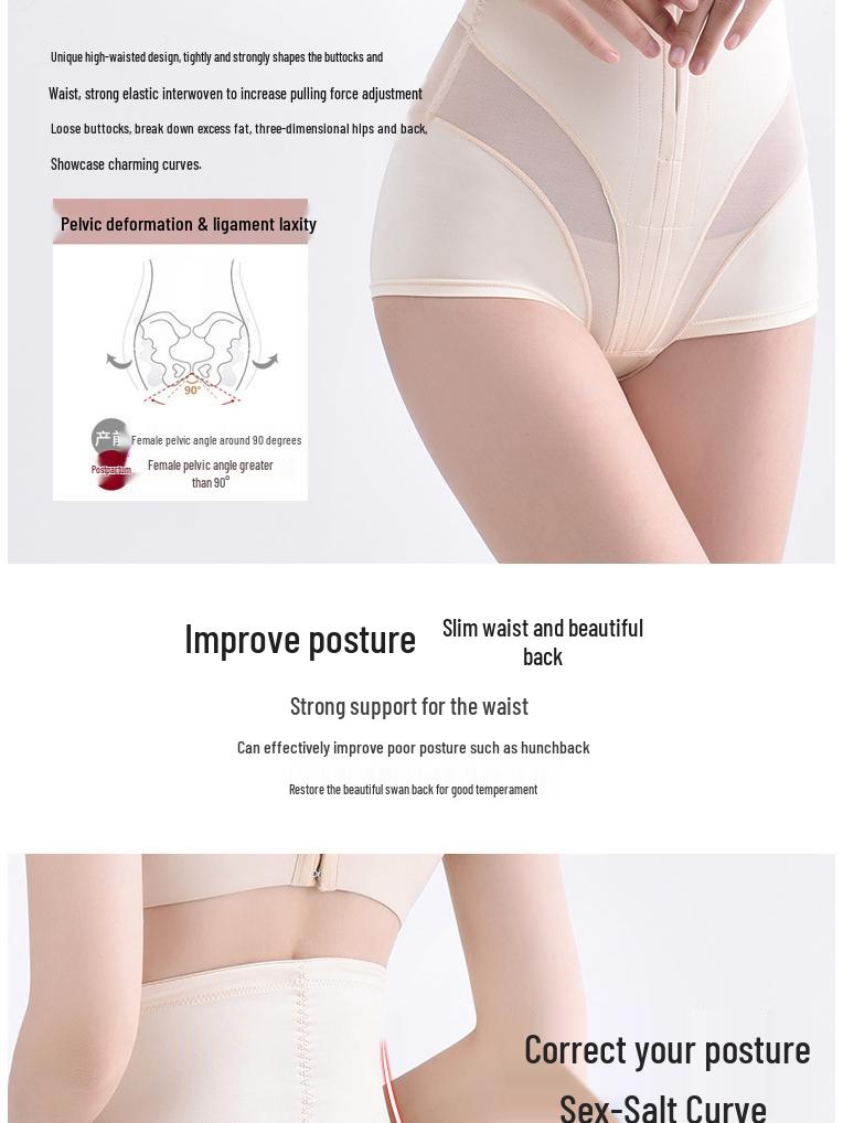 Bestseller High-Waist Bauchkontroll-Bodyformer für die Zeit nach der Geburt für Damen mit Reißverschluss und Knöpfen, Gesäßlifter und Taillenformender Funktion