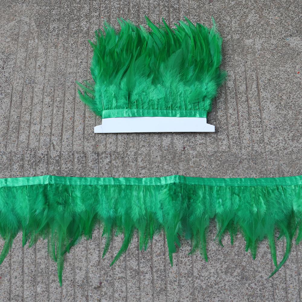 Feather5 10Meters Rooster Feather Trim 8-13CM Colored Chicken Feathers Ribbon  3-5" Saddle Pheasant Feathers Trim Fringe