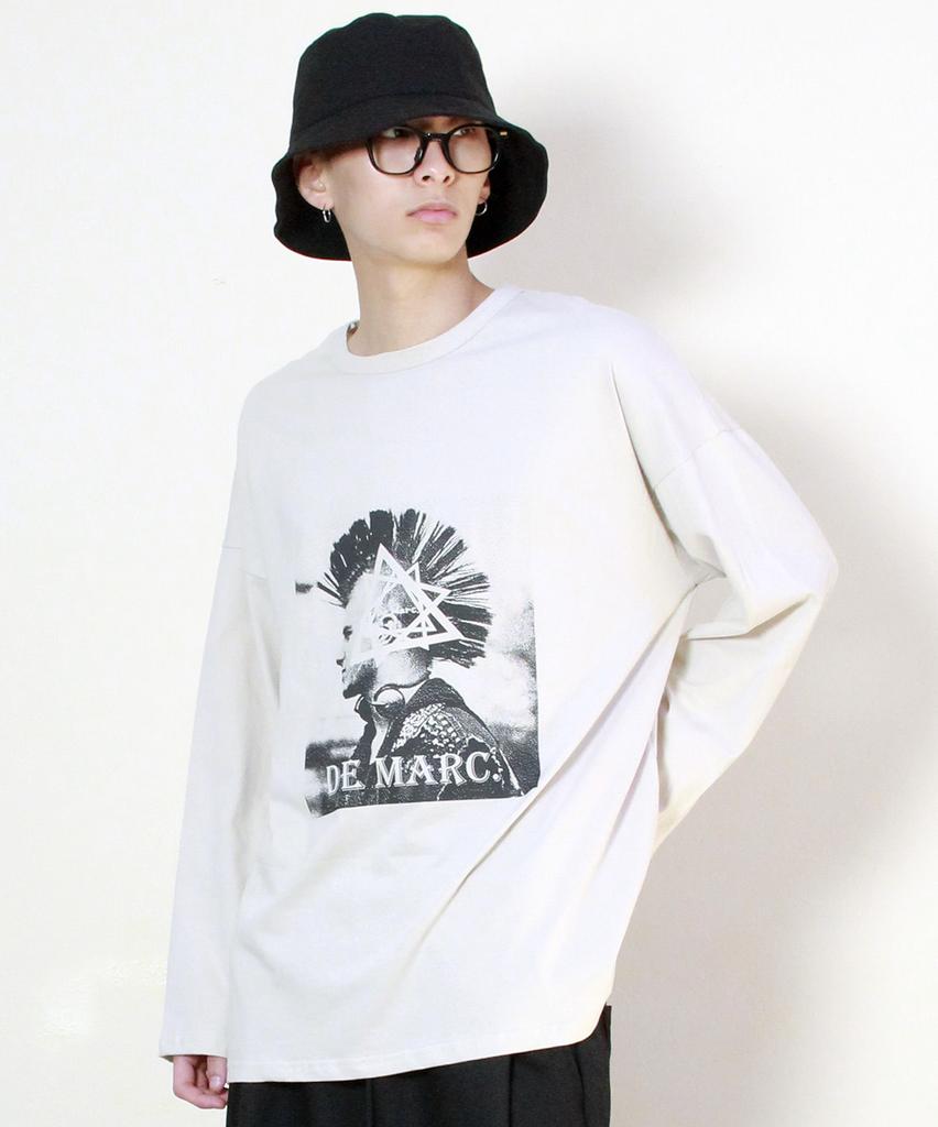 Deumakeu Dark Punk Graphic Boxy Fit T-Shirt Beige