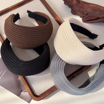 Retro Solid Color Wool Knitting Wide-brimmed Headband for Women Fashion Temperament Hair Hoop Female Party Hair Band Accessories