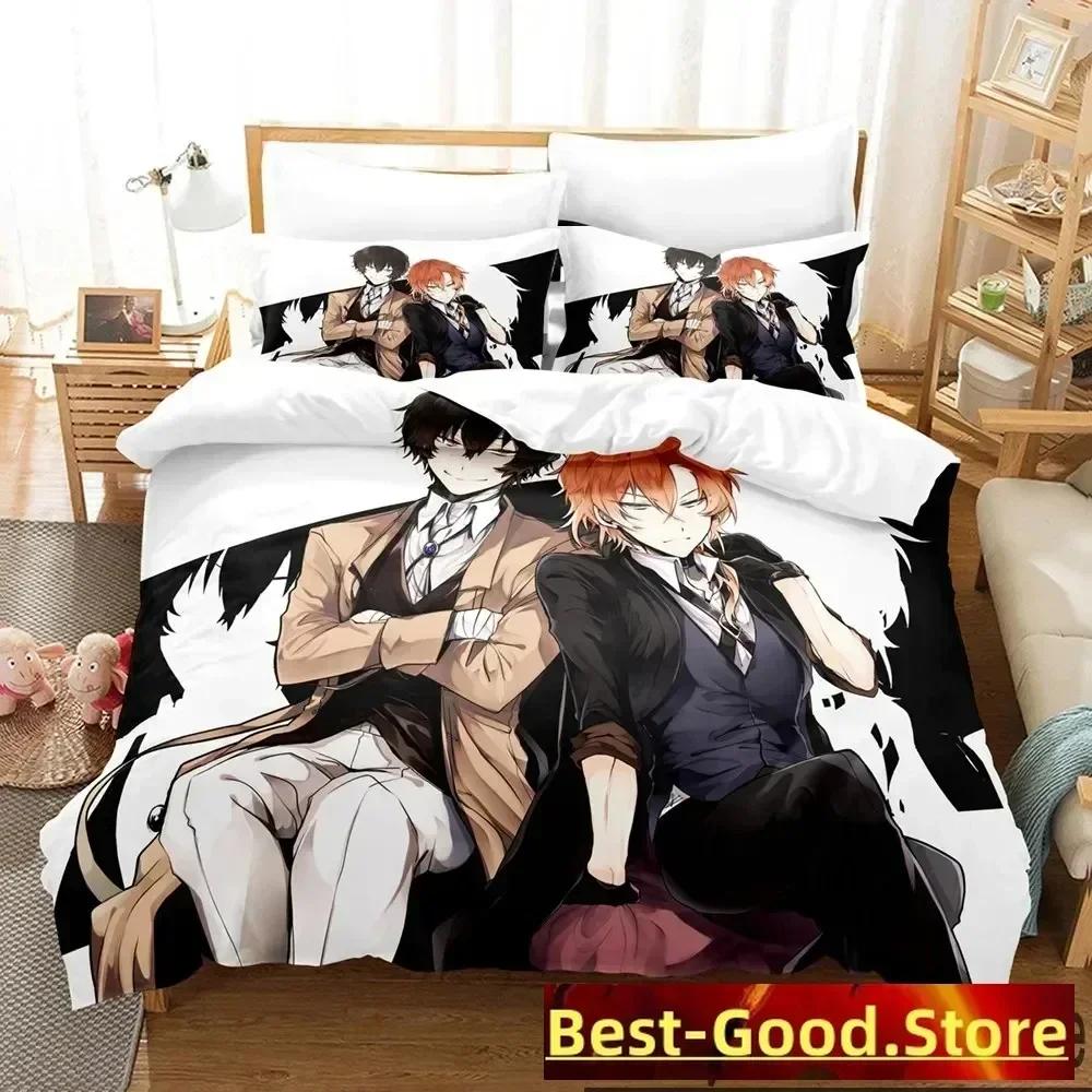Anime Bungo Stray Dogs Bedding Set Duvet Cover Sheet Printed Bed Set Pillowcase Bed Full Queen King Size Comforter Bedroom
