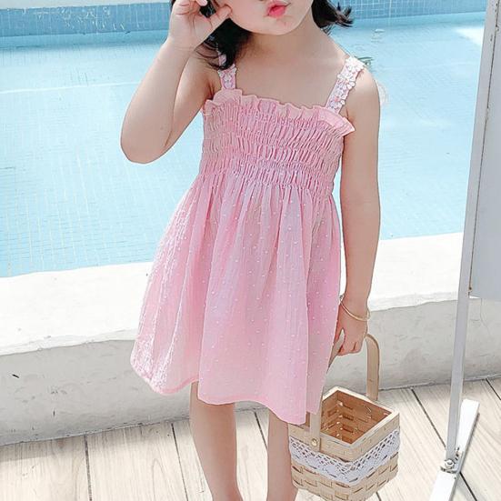 Ärmlös Klänning Enfärgad Blomsterdekoration Barn Flickor Fjärilsdekoration Klänning för att gå ut