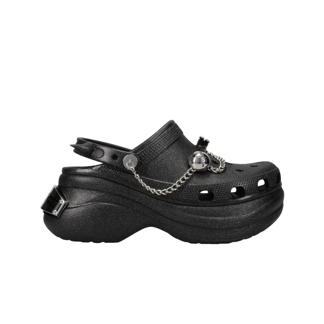 (W) Crocs x LE SSERAFIM Кроксы Бэ Клог Глиттер Черные ONE SIZE