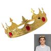 Luxurious Regius Crowns Antique Gold King Crowns Crystal Medieval Headwear for Costume and Performances