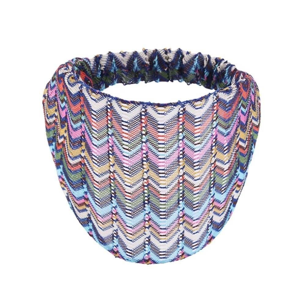 

Colorful Wave Mesh Headband Temperament Wide Side Head Wrap New Hollow Lace Hairbands Style C