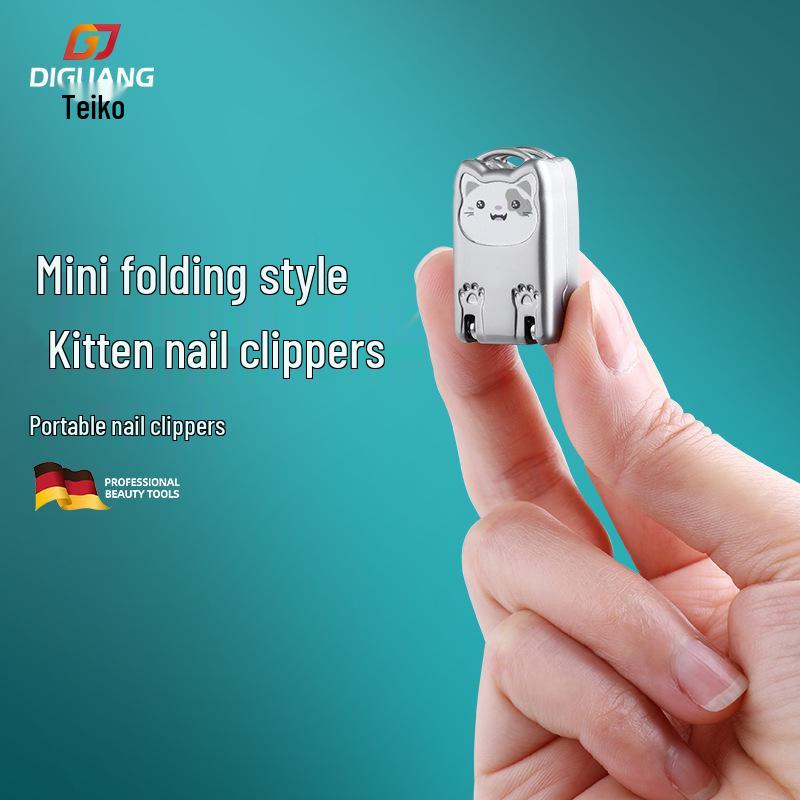 

Портативные складные кусачки для ногтей Teiko с милым кошачьим брелоком Mini Cat Design