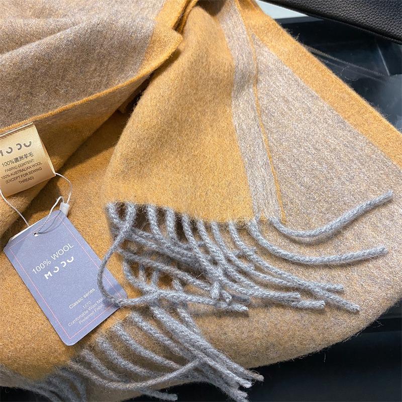 Selected 100 wool scarves women's unisex winter models new color matching warm wool scarves