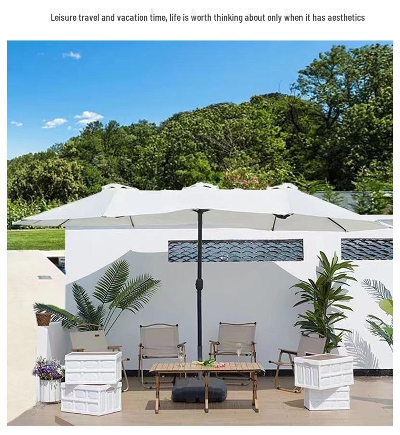 Park Double-Head Sunshade: Large Outdoor Patio, Beach & Street Umbrella with Three-Head Design for Balcony & Terrace