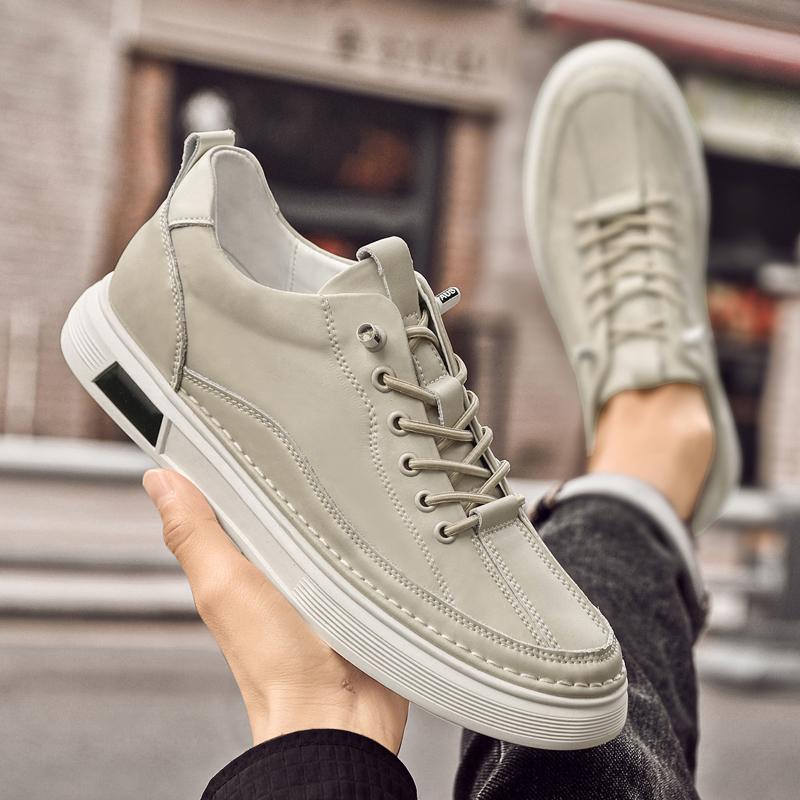 Fashion Men's Leather Casual Shoes Thick Sole Increased Height Men's Sports Oxford Shoes Fashionable Daily Commuting Business Shoes