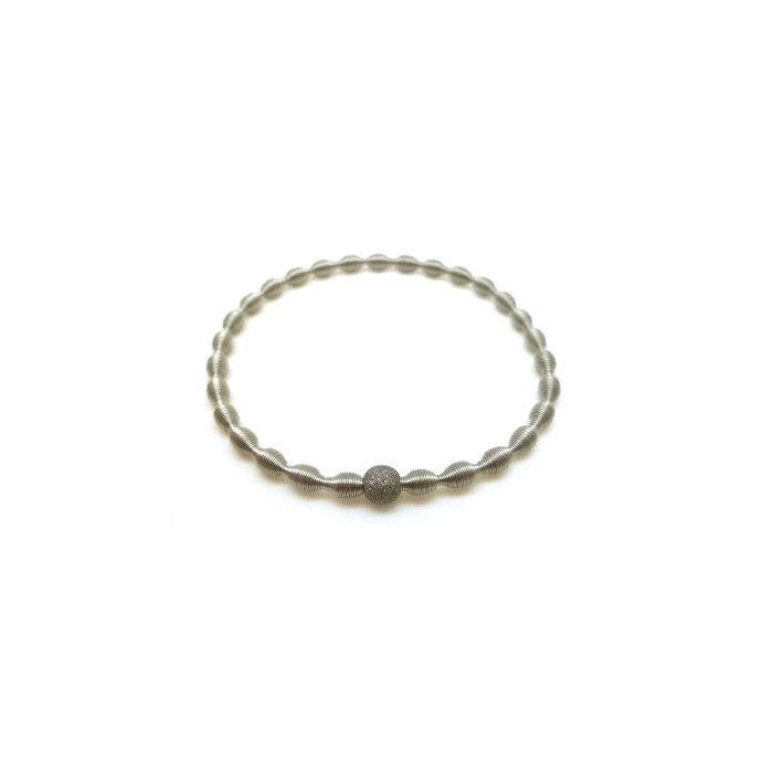 Bracelet ressort Acier Boule paillette anthracite
