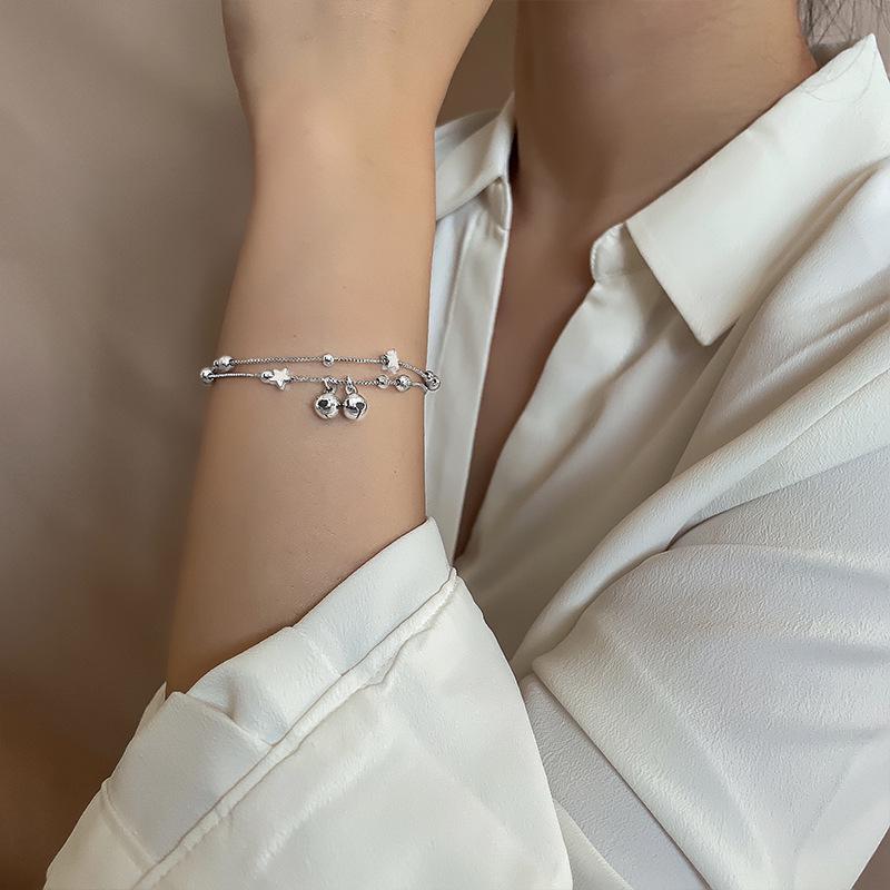 Bracciale con Perline Opache a Doppio Strato Gu Maoning: Ciondolo Stella Gioielli Fortunati per Fidanzate