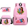 Large Capacity Schoolbag with Shoulder Strap; Student Three-piece Pencil Case Set