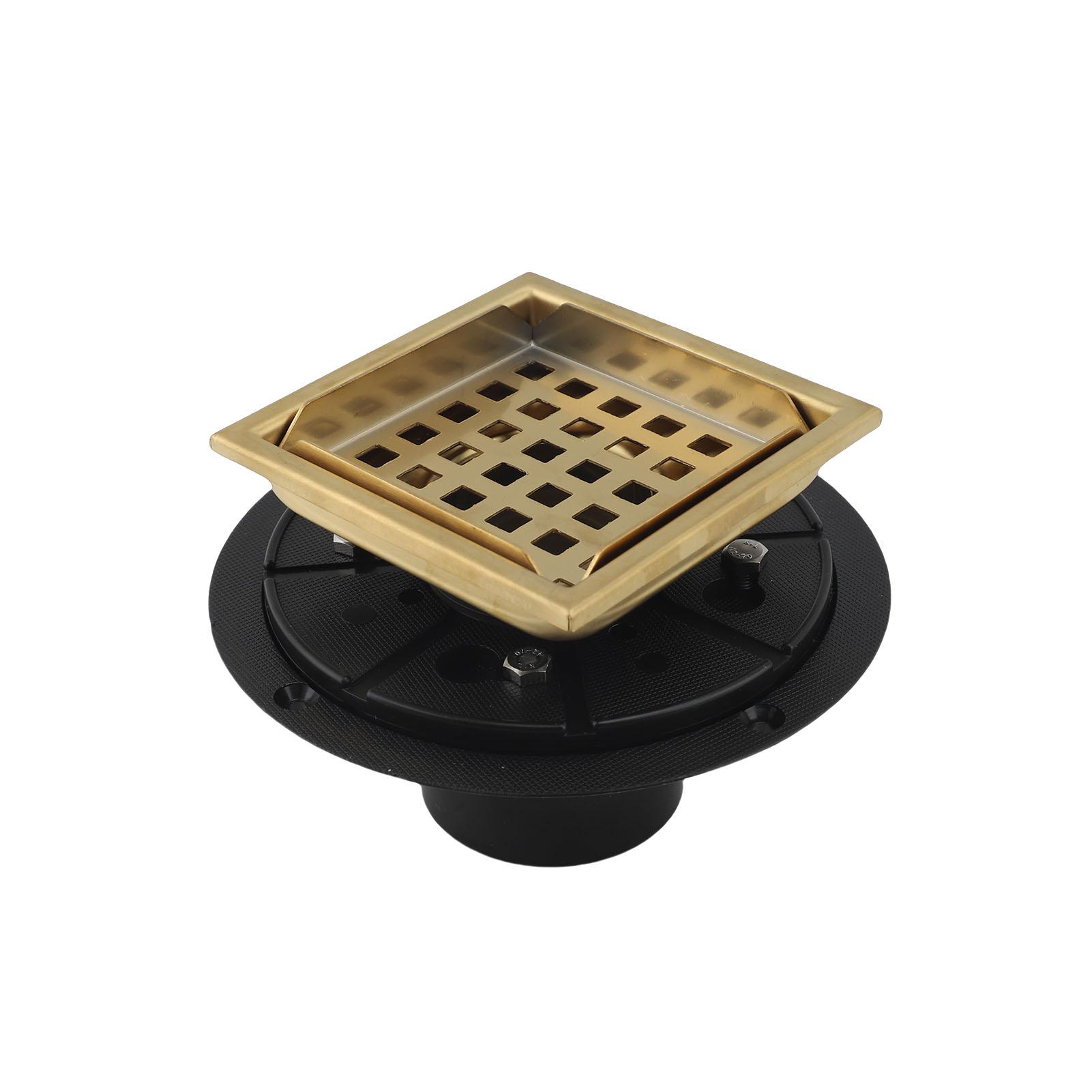 

Shower Drain with Flange 304 Stainless Steel Square Shower Floor Drain Kit with Grate Hair Strainer for Bathroom