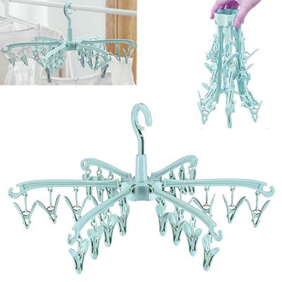 20 Clips Folding Clothes Dryer Rotatable Hanger Windproof Socks Underwear Drying Rack Home Storage Laundry Rack New Dropshipping