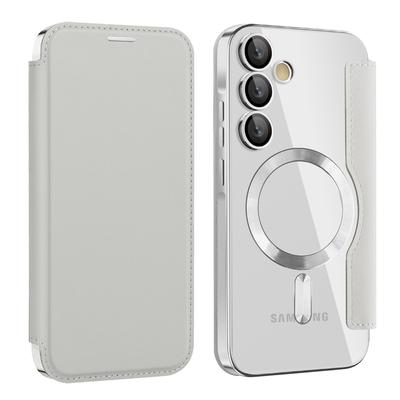 Flip Leder Kartensteckplätze Telefonhülle für Samsung S24 S23 Ultra FE S22 Plus A55 A35 5G für Magsafe Magnetbeschichtung Schutzabdeckung
