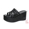 Fashion Aphixta Gold Sole Weave Design Women Wedge Slides 9cm High Heels Summer Beach Shoes for Woman Fashion Women's Sandals
