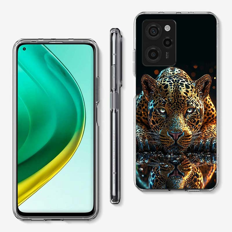 Cheetah and Illusion Diamond Gem Cover Phone Case For Xiaomi Poco M8 M7 M6 M4 M3 X7 X6 X4 Pro F7 Ultra M5S Mi 14 14T 15 15T 12T
